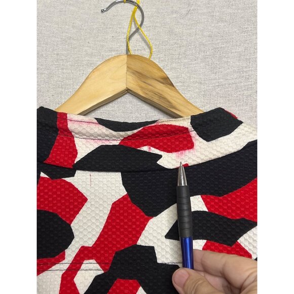 Chicos Victory Red Black White Abstract Jacket Size 3/XL Cotton Blend Boho flaw - Picture 10 of 16